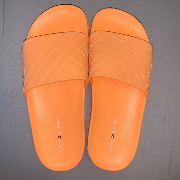 orange tommy hilfiger slides